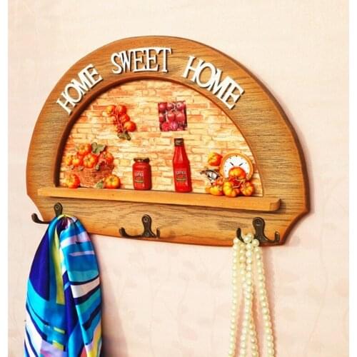 Key Holder for Wall -3 Key Hooks-Wooden Wall Organizer Rack for Keys Coats for Office,Living Room, Bedroom