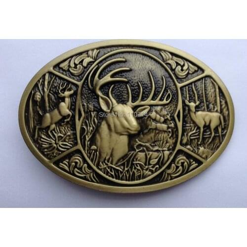 Deer belt buckle with antique brass finish SW-BY09 suitable for 4cm wideth belt with continous stock