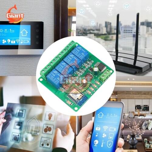 Tuya Remote WiFi Control Four-way Relay Module Mobile APP Control Smart Switch