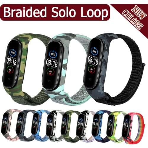 Mixed Colours Full Cover Strap For Xiaomi Mi Band 3 4 5 6 Hard Nylon Fabric Rubber Elastic Bracelet For Mi Band 3 4 5 6 Xiomi