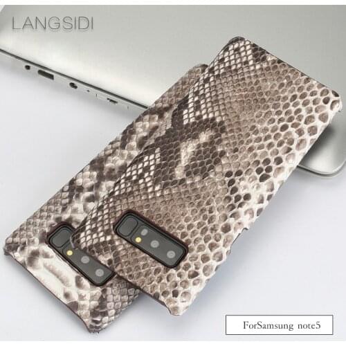 Luxury For Samsung Note5 case luxury handmade real python skin case cover Genuine Leather phone case