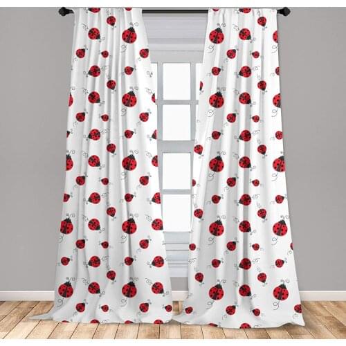 Ladybugs Curtain Ladybug with Dotted Wings Swirls and Curves Animal Lightweight Window Treatment Living Room Bedroom Decor