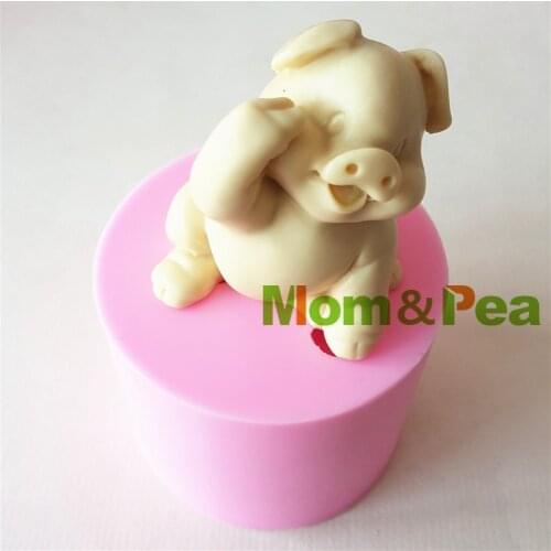 Mom&Pea 1337 Free Shipping Pig Silicone Mold Cake Decoration Fondant Cake 3D Mold Candle Mold Soap Mold Food Grade