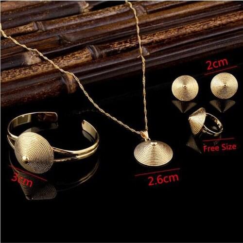 Sky balent bao Brass Ethiopian Bamboo hat cap Jewelry 24k Gold GF African Wedding Sets Women Ethiopian