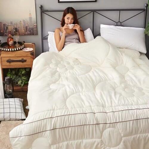 GraspDream 2~4kg Polyester Down Thicken Quilt Duvet King Queen Twin Size Beige/white/pink Luxury Winter Blanket Comforter Filler