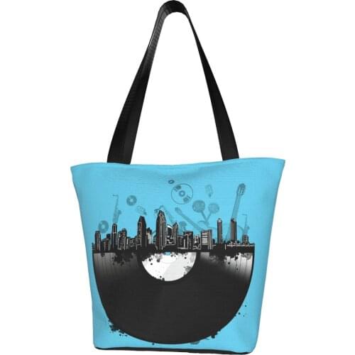 Dj Turntable Shopping Bag Shopping Woman Handbag Bulk Stylish Polyester Bags