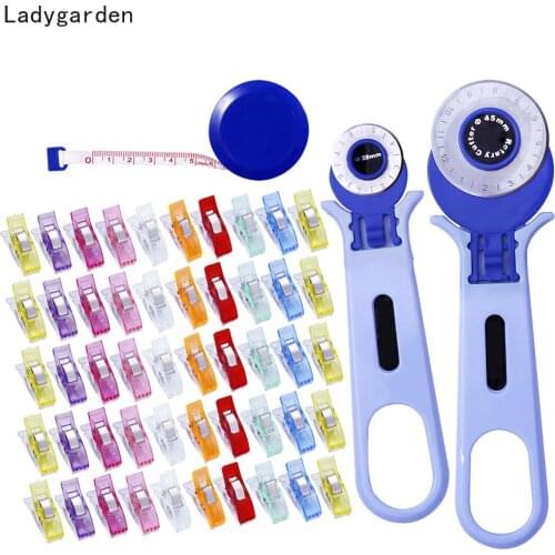 1Set 45mm 28mm Circular Rotary Cutter Blade Patchwork Fabric Sewing Tools Fabric Cutting Leather Craft Tool 50PCS Sewing Clips