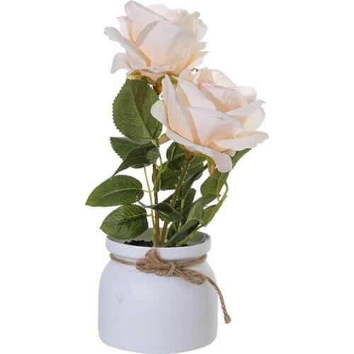 1 Set Real Touch Fake Flower Simulation Wear-resistant Plastic Everlasting Artificial Flower Pot for Home Wedding Decoration