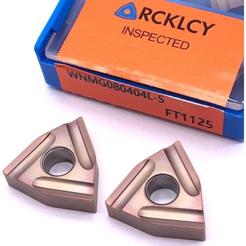 10pcs RCKLCY WNMG080404 L-S FT1125 Carbide Inserts Cutter CNC Lathe tools Metal External Turning Tool For Stainless Steel