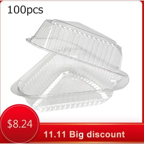 100PCS Triangles Plastic Pie Sandwich Cake Box Snack Pastry Transparent Container Pizza Dessert Storage Box Wedding Party Decor