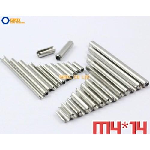 100 Pieces M4 x 14mm 304 Stainless Steel Slotted Spring Tension Pin Sellock Roll Pin