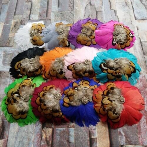 Wholesale New 100pcs Beautiful Feather Pads For Headband Baby Hair Band Spot drill Layers Baby Girl Headbands