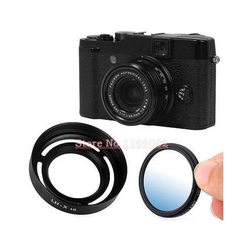 2pcs/1set New slim 40mm MC- UV filter + metal Lens hood for fuji fujifilm LH-X10 X10