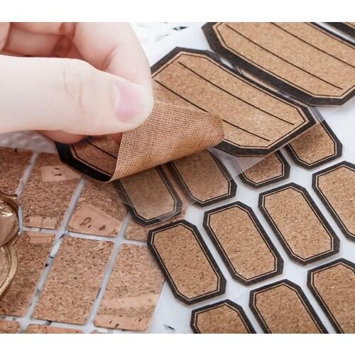 24/48pcs Wooden Labels Sticker Craft Kitchen Bottle Jars Organizer Labels Packaging Sealing Label Album Adhesive decoration