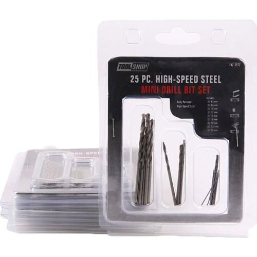 25pcs/set Micro Drill Bits Set 0.5mm~3mm For PCB Crafts& Jewelry Steel Twist Drill Bit Sets For Rotary Tools Wood Drilling