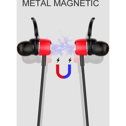 Bluetooth 5.0 wireless sports earphone stereo bass hanging metal magnetic bluetooth earphone