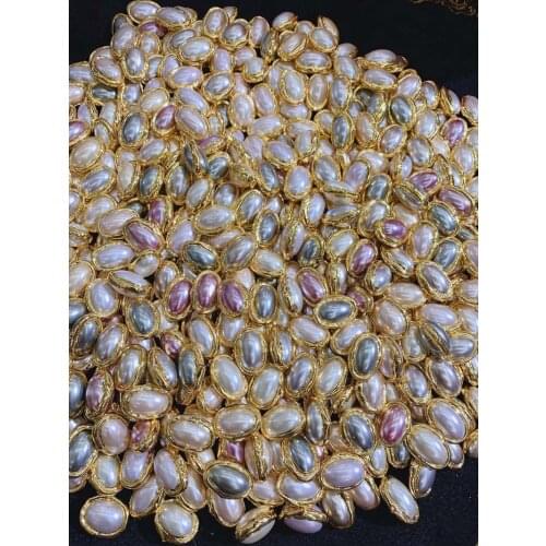 New 24K Jewelry Finding Beads Shell Pearl Connector For Jewelry Making Bracelet, Necklace DIY Space beads10pcs Mix Color