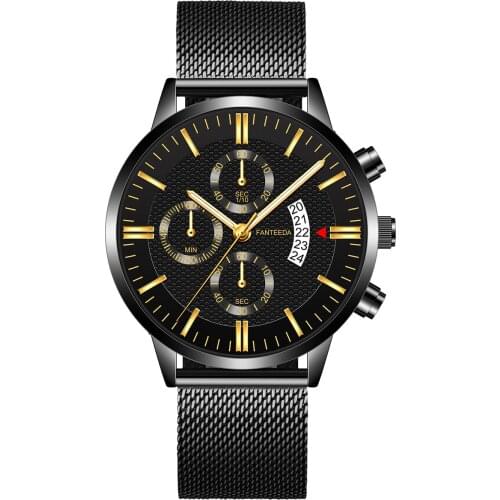 Relogio Masculino Mens Watch Luxury Ultra-thin Watch Men Steel Mesh Belt Fashion Watch Monte Homme Calendar Clock Reloj Hombre