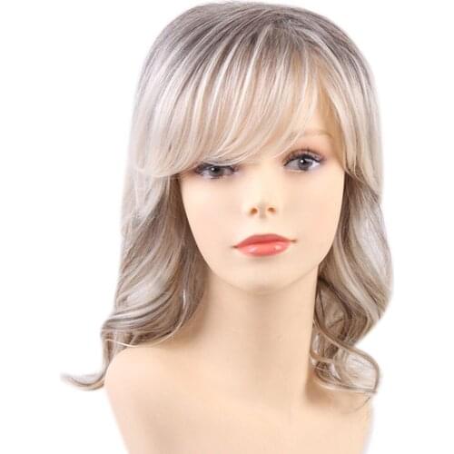 Women Curly Wig, Blonde Mixed Color Human Hair Wig, Natural & Heat Safe Wig for Lady Party Daily Wear Cosplay Costume Wear