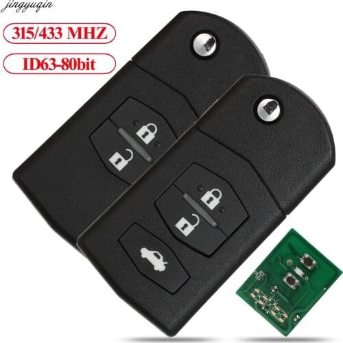 Jingyuqin 5pcs Flip Remote Control Car Key 315/433Mhz 4D63 80bit For Mazda 3 M3 Axela 6 M6 Atenza 41797/41528 41521 41840 2 BTNS