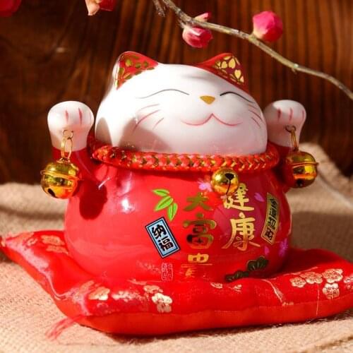 Ceramic Lucky Cat Piggy Bank cute decor Creative Fortune Cat money box home decoration accessories for living room spaarpot