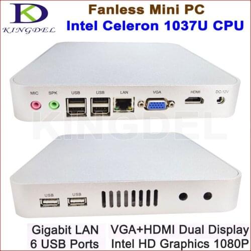 Kingdel Widely Used Thin Client PC, Mini Computer, Intel Celeron 1037U,4GB RAM 1TB HDD, WiFi,1080P HDMI,Fanless Metal Case