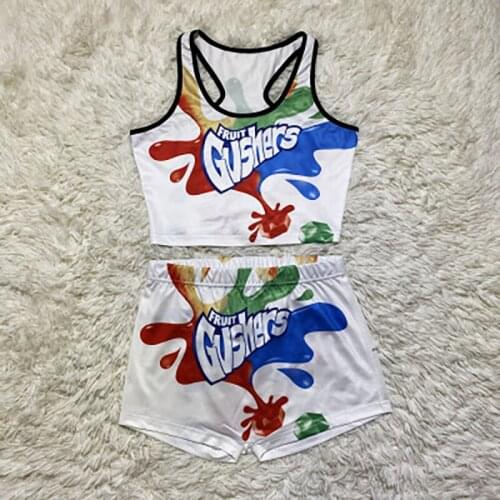 9-Color Batch Picture Womens Printed Candy Color Shorts Suit Casual Beach Sports Style Womens Shorts Suit