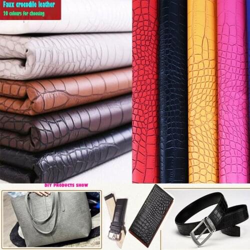 Good 69*50cm1pc Faux Crocodile Leather Fabric Black 20 Colour Pvc Leather DIY Patchwork Handmade Bag Material Artificial Leather