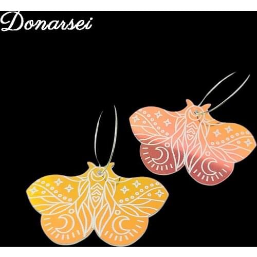 Donarsei Fashion Laser Reflective Moth Drop Earrings For Women Creative Black Transparent Insect Dangle Earrings