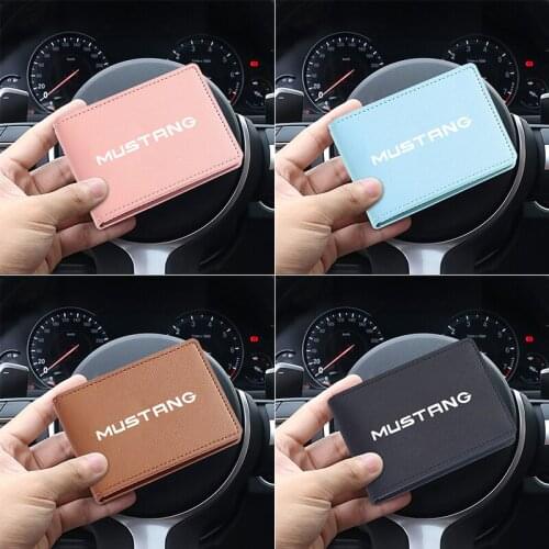 Fashion Minimalist Wallet PU Credit Card Holder Leather ID Driving Card Holder Bank Slot Card for Ford Mustang