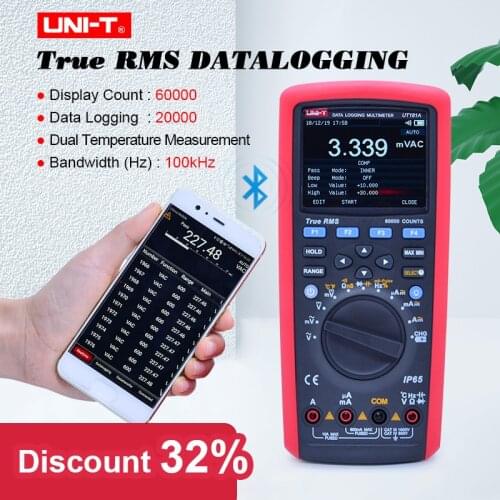 UNI-T UT181A True RMS Data logging Multimeter AC DC volt Ampere meter ohm Capacitance temp tester Chargeable Li-Battery EU Plug