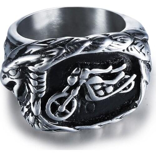 Men ring stainless steel signet-ring steampunk jewelry retro big ring men finger fashion Hip hop Motorcycle ring men accesories