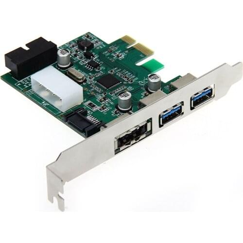 Desktop 3 Port USB 3.0 20 Pin Power ESATA PCI Express Adapter Controller Card