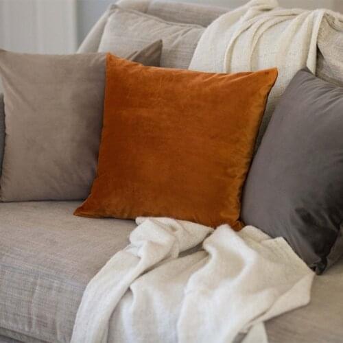 Throw Pillows 45*45 Cushion Cover For Living Room Sofa Pillowcase Orange Decoration Velvet House Decor Kussenhoes Home Decor