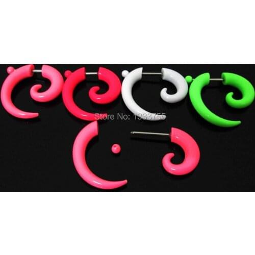 100% NEW body piercing jewelry 1 pair mixed Gauges solid color acrylic spiral fake taper free shipping