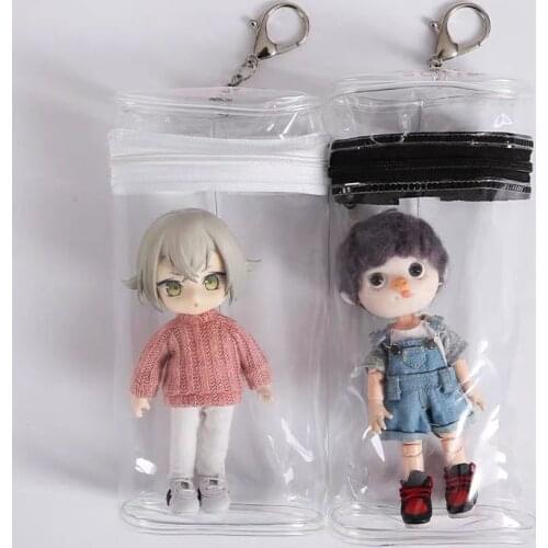 New Arrival Ob11 BJD 1/12 Molly Doll Waterproof Transparent Plastic Carry Out Bag in Black/White