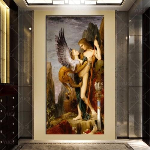 Oedipus and the Sphinx by Gustav Morrow Oil Painting Prints on Canvas Wall Art Famous Painting Pictures for Living Room Decor