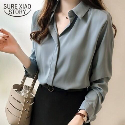 Spring Women New Fashion Blouses Solid Plus Size Female Clothes Loose Shirt Long Sleeve Blouse Simple OL Feminine Blusa 1181 40
