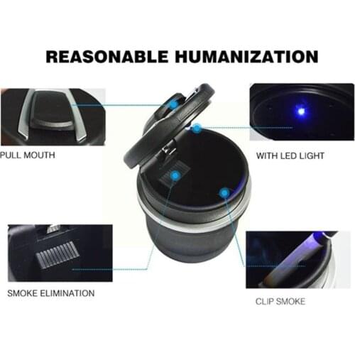 Simple Style Portable Car Ashtray Ashtray Cigarette Anti-slip Blue Light Car Rubber Truck Auto Led Smoke Cigarette Led Hold T2W0