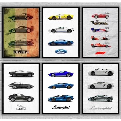 Supercars Vintage Car Auto Car Nordic Posters No Frame