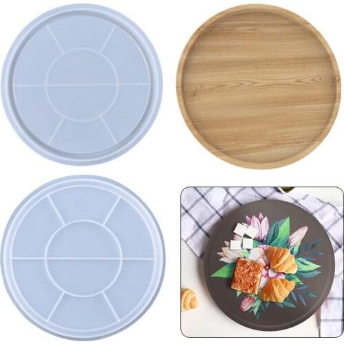 DIY Crystal Epoxy Tray Resin Mold Fruit Dessert Round Storage Dish Silicone Mould Mirror Casting Tableware DIY
