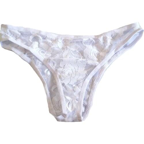 Hollow Out Mens Lace Briefs See Through Transparent Underwear Men Sex Panties Sexy Hombre Gay Sissy Low Rise 5 Colors