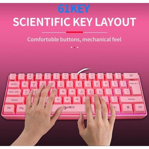 V700 Gaming Keyboard RGB Adjustable Backlight Brightness Mechanical Keyboard USB Mini Keyboard 61 Keys For Gaming Accessories
