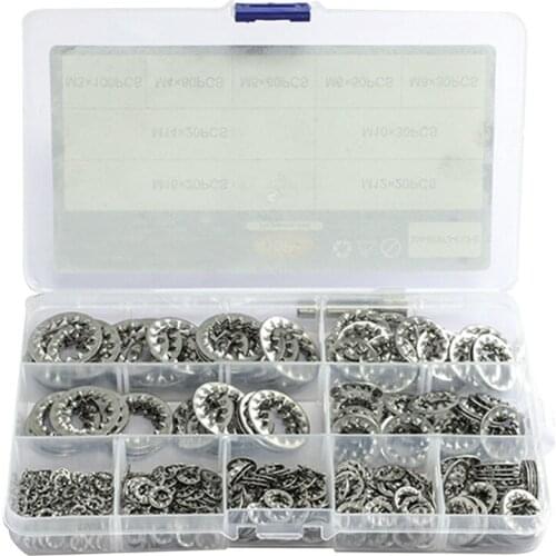 410Pcs/Set Internal Tooth Lock Washer Assortment Kit M3 M4 M5 M6 M8 M10 M12 M14 M16 Star Lock Washer
