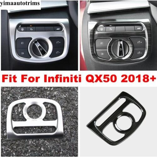 Stainless Steel Interior Head Light Lamp Switch Button Panel Decor Cover Kit Trim Car Accessories For Infiniti QX50 2018 - 2021
