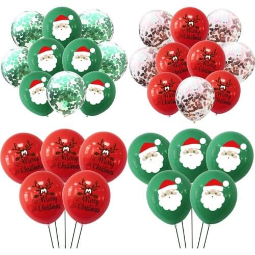 10pcs Santa Claus Xmas Tree Latex Balloon Confetti Air Ballons Merry Christmas Party Baloons Kids Birthday Party Supplies