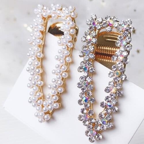 Geometric Rhinestone Women Pearl Hair Clips Styling Accessories Hair Barrettes Decorations