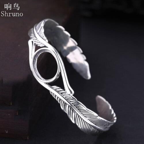 925 Sterling Silver 13x16mm/12X17mm Oval Cabochon Semi Mount Bangle fit Amber Turquoise Lapis Lazuli Setting Vintage