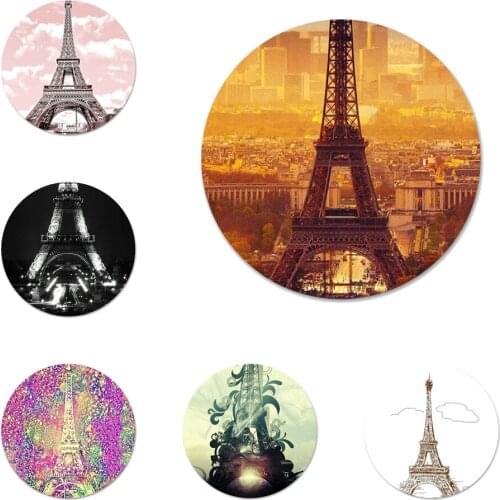 58mm Romantic Paris Eiffel Tower Icons Pins Badge Decoration Brooches Metal Badges For Backpack Decoration
