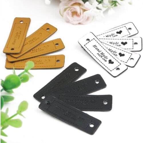 12pcs High Quality Handmade PU Leather Tag Label for Craft Garment Bag Sewing Accessories Hats Shoes Zakka Label Cheap Low Price